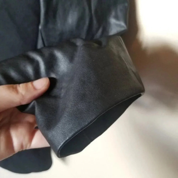 Aritzia Babaton Fred Blazer Black Wool Cashmere Blend Faux Leather Sleeves - Picture 11 of 13